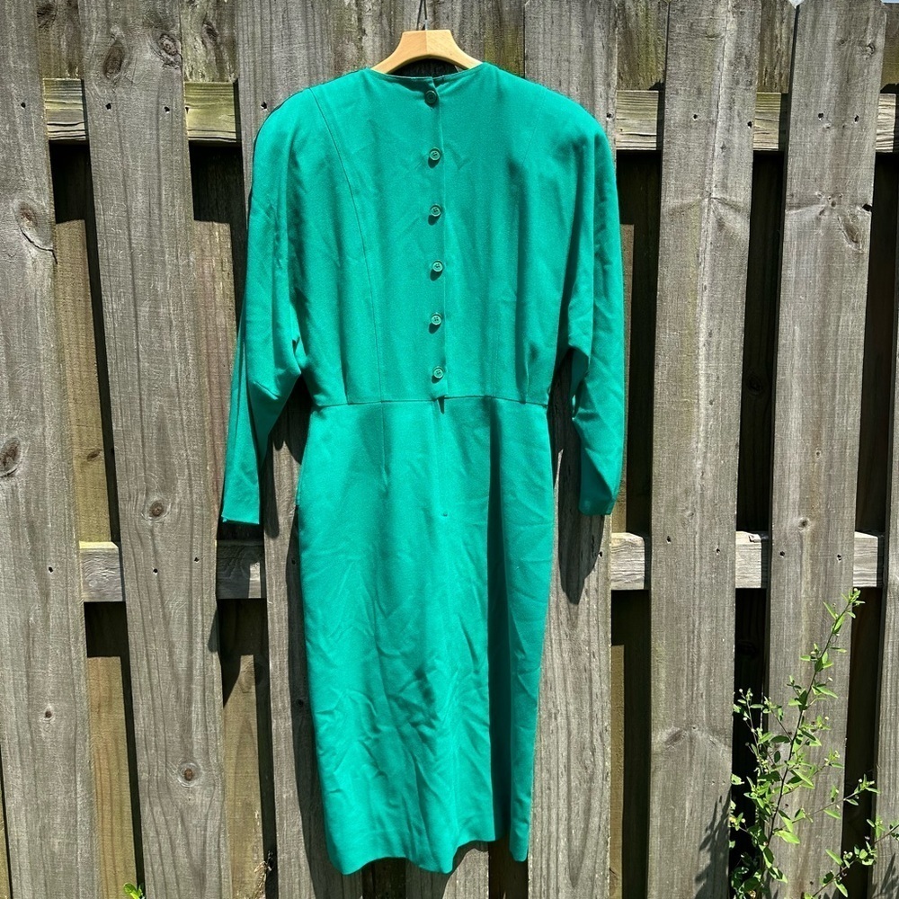 Vintage Mansfield London Green And Black Long Sleeve Dress US 14 UK 16 - Picture 3 of 9